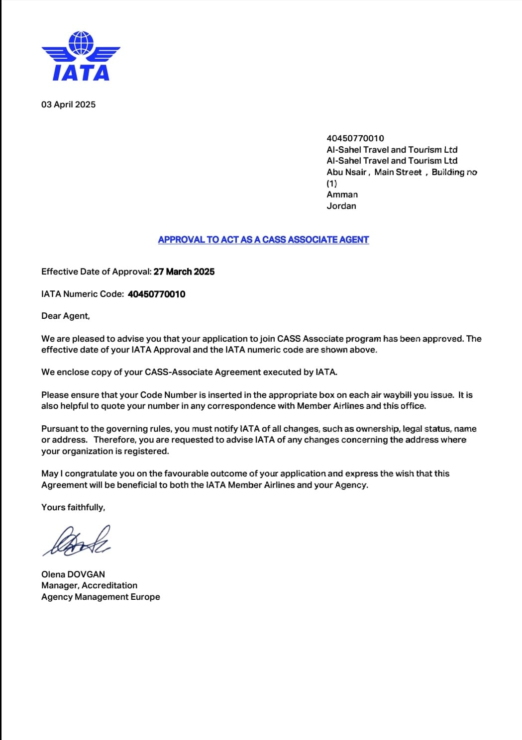 IATA CASS Associate Agent